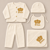 Hello Mama Prince 5-Piece Fleece-Lined Baby Gift Set - 100% Cotton, Warm and Soft - (Available in 4 Colors)