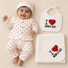 Hello Mama I Love Mom & Dad 5-Piece Newborn Baby Gift Set – 100% Soft Cotton Outfit for 0–3 Months