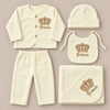 Hello Mama Prince 5-Piece Fleece-Lined Baby Gift Set - 100% Cotton, Warm and Soft - (Available in 4 Colors)