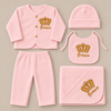 Hello Mama Prince 5-Piece Fleece-Lined Baby Gift Set - 100% Cotton, Warm and Soft - (Available in 4 Colors)